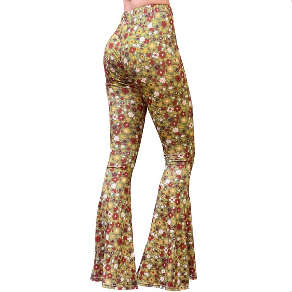 Bell bottom pants - olive floral - Picture 4 of 10